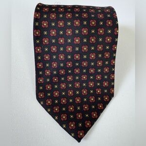 Brooks Brothers Black Tie with Red and Gold Pattern